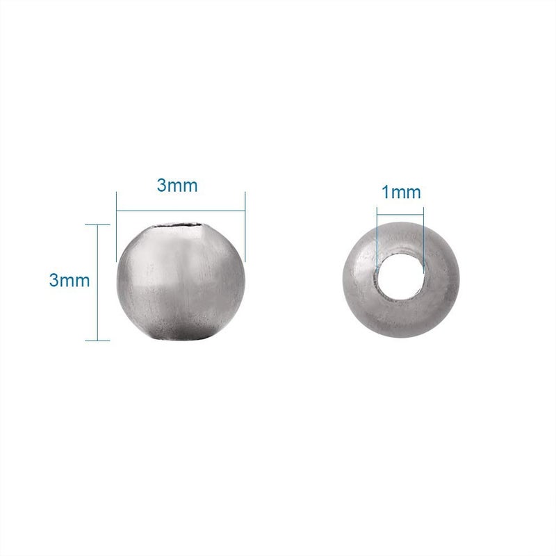 Mega Pet MegaPet 1000pcs 3mm Metal Spacer Beads 304 Stainless Steel Smooth Round Rondelle Loose Beads for DIY Bracelet Necklace Jewelry Making Crafting with 1mm Hole - Image 2